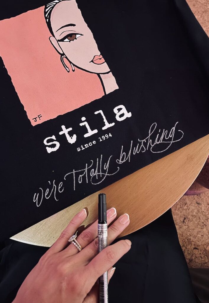 Calligraphy on a Stila makeup box