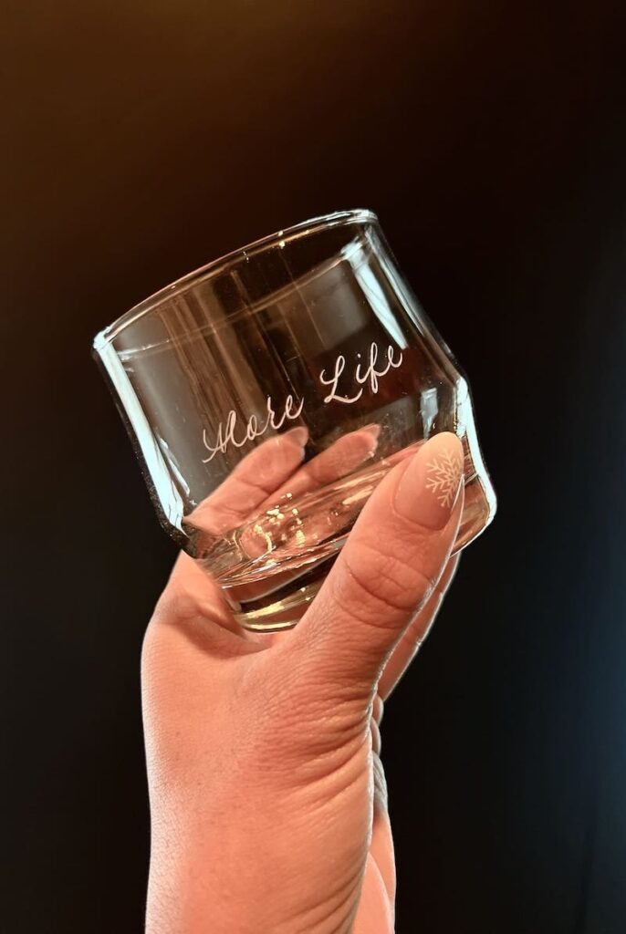 Hand engraving services on a rocks glass