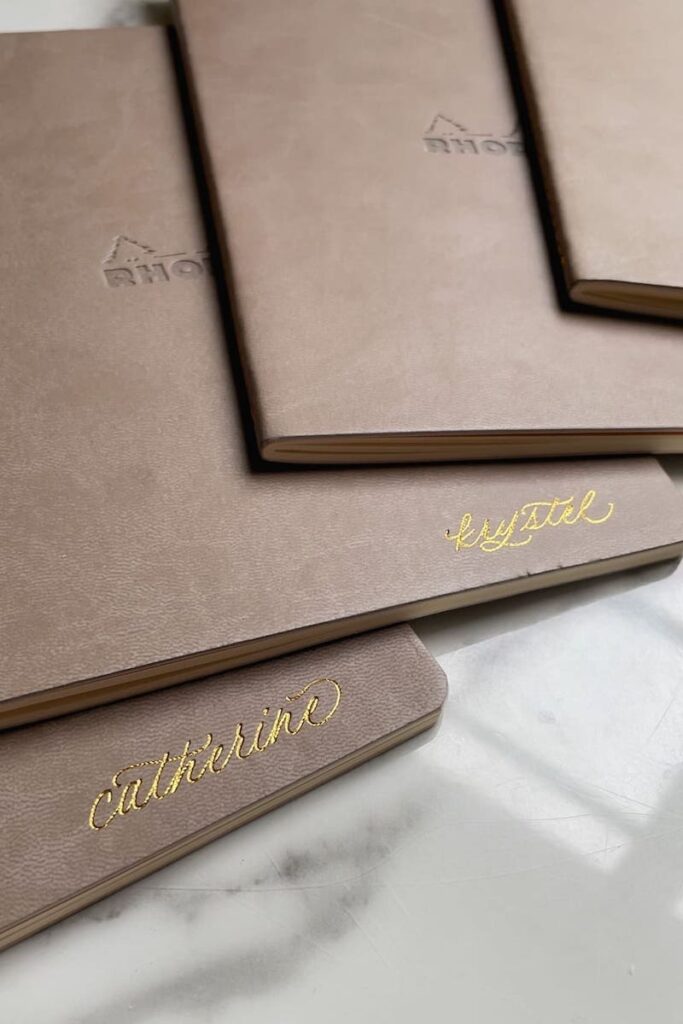 Gold hot foiling on custom passport books