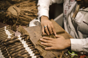 A welcome party at Chable Yucatan featuring hand-rolled cigars